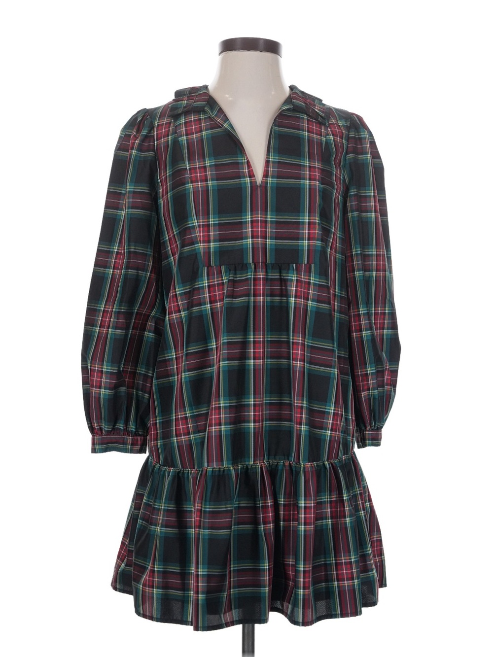 Tuckernuck Green & Red Plaid Tiered Dress